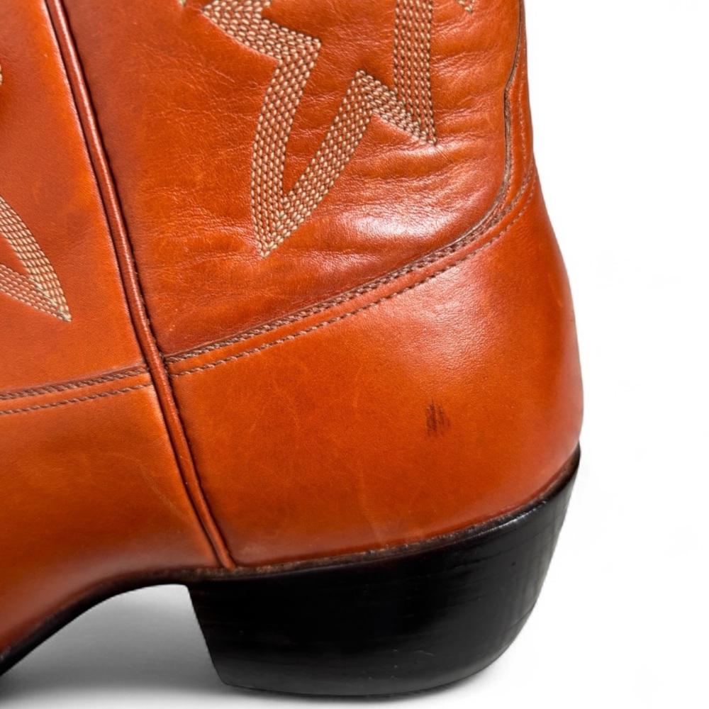 Men’s Little’s Boot Company Handmade Western Boots - Orange/Cognac Leather - Picture 8 of 12
